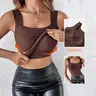 CHICME Built-in Bra Tank Tops U Neck Camisole High Stretchy Seamless Women Going Out Tops Everyday Basic Tanks Padded Tops