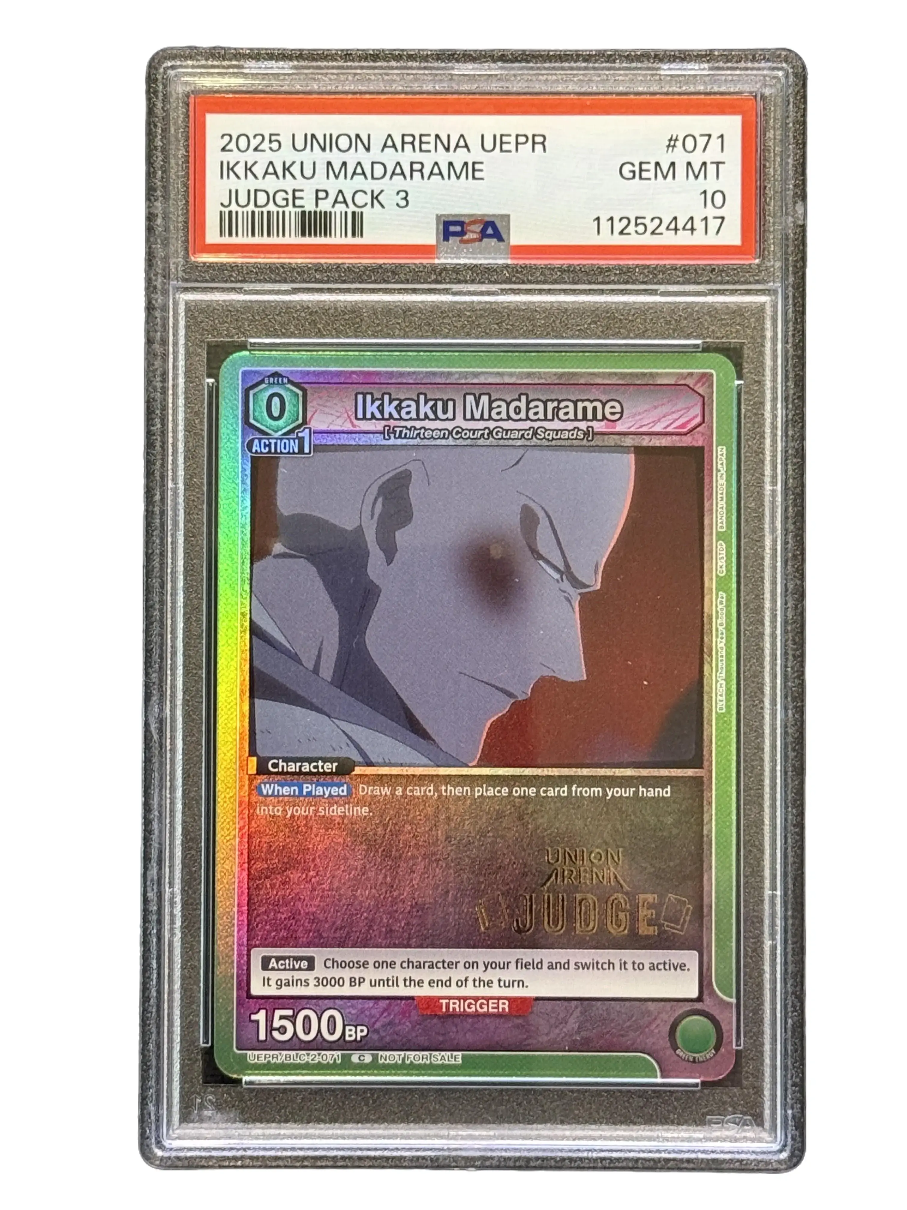 Graded Union Arena Bleach Non-Sports Card Single - PSA 10 - Ikkaku Madarame - Judge - #71