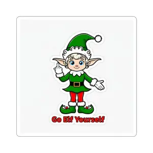 Elf Yourself Funny Christmas Kiss-Cut Stickers, Holiday Elf Sticker, Festive Funny Sticker, Xmas Sticker, Merry Christmas Sticker