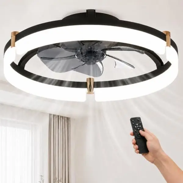 Gaomon Ceiling Fan with Light, 20-in Low Profile Flush Mount Indoor Ceiling Fan for Room Use