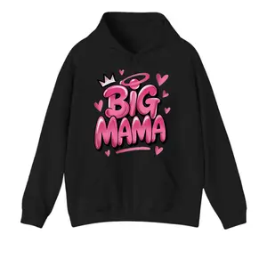 Big Mama Pink Glittery Queen Hoodie with Funny Slogan for Body Positivity Enthusiasts Perfect for Confident Mamas Who Own Their Vibe