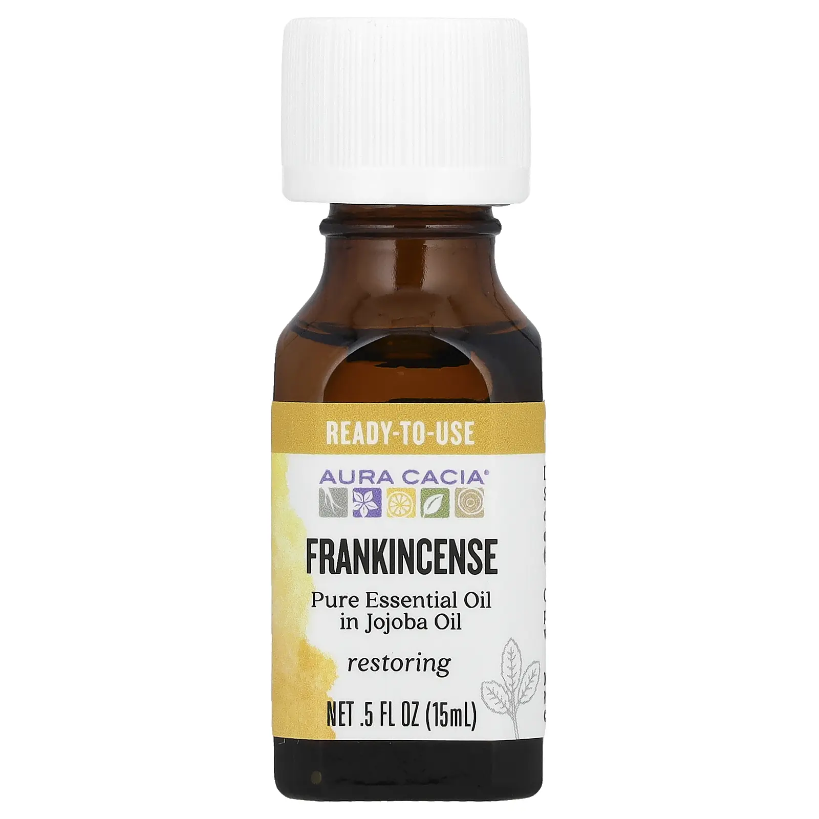 Aura Cacia Pure Essential Oil in Jojoba Oil, Frankincense, 0.5 fl oz (15 ml)