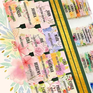 Flower Bloom Bible Tabs, 5 Counts/set Bible Index Tabs, Peel-and-stick Bible Tabs, Books Of The Bible Tabs, Removable Dividers Tabs, Gift Ideas for Women & Men