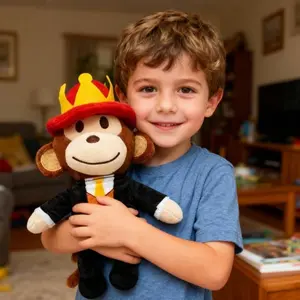 Exquisite Black-clothed Monkey Plush Doll with a Red Hat, a Cute Plush Toy, Plush Figures, an Ideal Choice for Graduation Gifts, Birthday Party Gifts, and Easter Presents