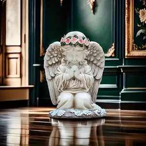 New Solar-Powered Angel Garden Statue - Waterproof Resin Figurine With Led Lights For Outdoor Decor, Lawn, Patio & Backyar