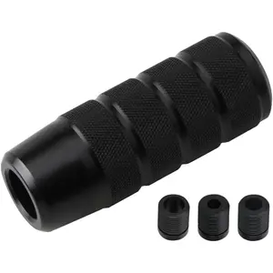 95mm/3.74" Car Shifter Knob, Aluminum Weighted Automotive Gear Shift Manual knobs Lever with 3 Threaded Adapters M8 M10 M12 x 1.25, Universal for Vehicle（Black）