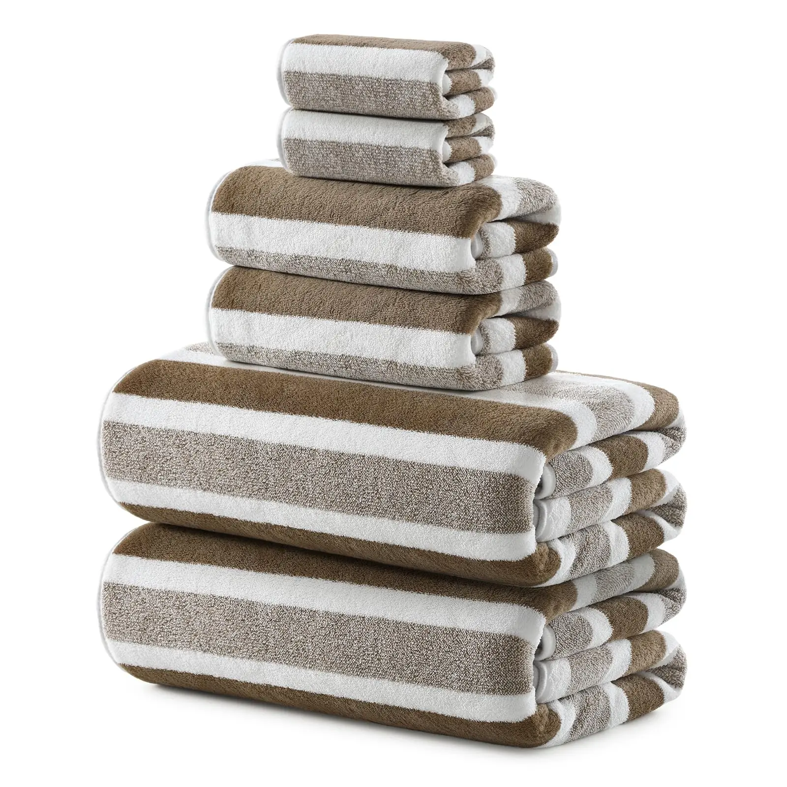 REDKISS Ultra Soft Bath Towel Sets 6-Piece 35"x70" | 100% Microfiber Highly Absorbent & Quick Dry | Brown Towels for Bathroom, Spa, Gym | 2 Bath Sheets, 2 Hand, 2 Washcloths​