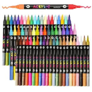 Acrylic Paint Marker Pen, 12/24/36pcs Double Tip Double Color Acrylic Paint Marker Pen, Art Supplies for Rock Painting, Wood, Canvas, Stone, Glass, DIY Craft Making, School Supplies, Dual Tip Marker
