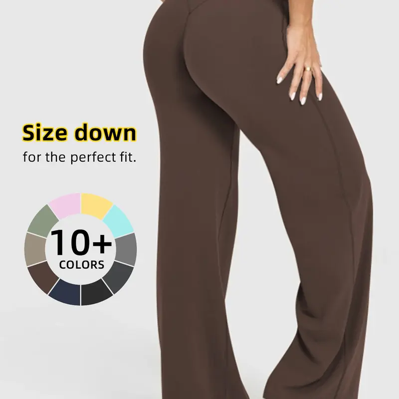 Women's Solid Color Sporty Yoga Pants, Casual Wear Comfortable Bottoms, Perfect for Fitness and Daily Use, Stylish and Versatile, Casual Sports Pants, Elastic Waist Activewear, Knitted Sports Pants