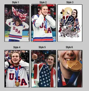 Olympic Gold Medal Close Up Poster, Team USA Hockey Champion Wall Art Print for Fan Decor
