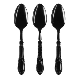 Black Baroque Disposable Plastic Dinner Spoons