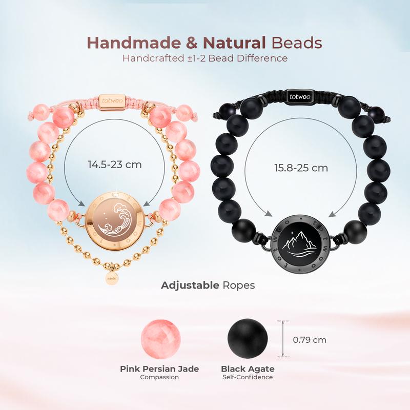 Totwoo Magic Smart Jewelry Long Distance Touch Bracelets with Matching Beads Functional Love Connect Gift for Boyfriend Girlfriend or Family