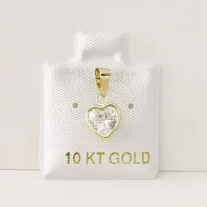 10k Gold Pendant - White Heart