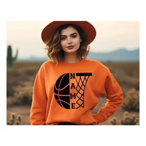 Customized Basketball Sweatshirt for Women Personalized Name & Team Design Casual Fleece Hoodie with Drawstring & Kangaroo Pocket Autumn Wear - Womenswear