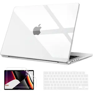 B BELK Compatible with MacBook 14 inch Case 2025 2024 2023 2022 2021 M4 A3112 A3185 A3401 M3 A2918 A2992 M2 A2779 M1 A2442, Plastic Hard Shell Case +Keyboard Cover +Screen Protector, Transparent