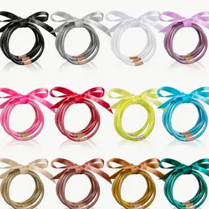 Bowknot Jelly Bangle Bracelets Set Lightweight Cute Glitter Filled Stack Party Bracelets for Women Modern Design