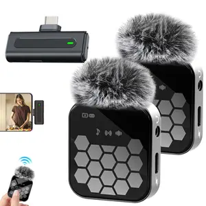 Wireless Lavalier Microphone, USB Rechargeable Wireless Microphone, Omnidirectional Condenser Recording Mic for Interview Video Podcast Vlog, Audio