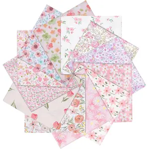 12Pcs Flower Cotton Bundles 19.68x19.68 Inch Pink Retro Floral Precut Quilting Fabrics Squares Sheets for Patchwork DIY Sewing Craft Decorating Scrapbook
