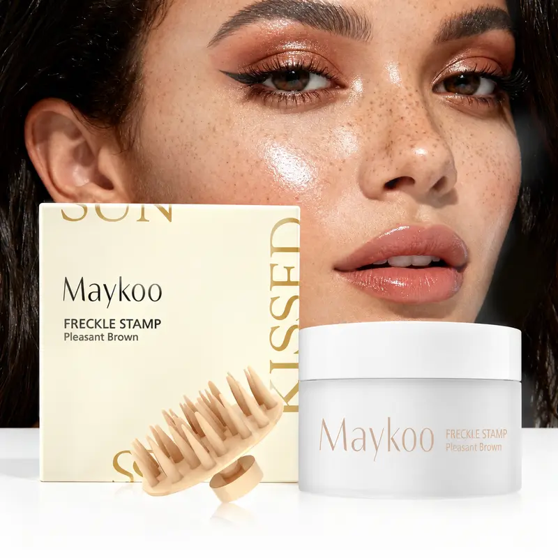 MAYKOO Freckles Stamp Marker, Freckle Cushion Natural like Freckle Makeup Fake Freckles Pen, Waterproof Long Lasting Quick Dry, Fake Freckles Stamp Air Cushion, Smooth, Sensitive, Compact, Brown, 15g, Gentle, Liquid‑to‑Powder Texture Technology