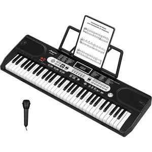 【GARVEE】61-Key Electric Piano Keyboard with High-Quality ABS Build, 3 Elite Teaching Modes, USB MIDI, 200 Timbres & Rhythms, Record Playback, Detachable Microphone, Portable for Home & Outdoor Use, Ideal for Beginners