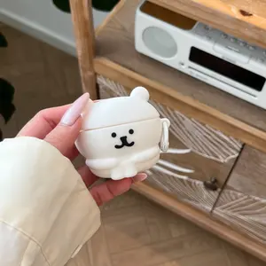 1 piece of leg hugging teddy bear shaped headphone protective case, Earbuds Headphones durable silicone headphone case with anti drop function, Apple wireless Bluetooth headphone case, suitable for AirPods 1/2/3/4/pro/pro 2/pro 3