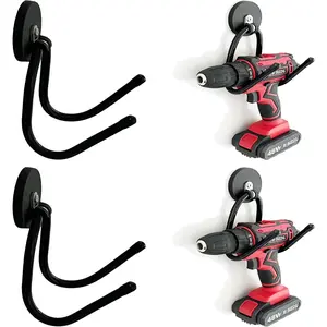 2 Pack Power Drill Tool Organizer Holder,Magnetic Tool Holders,Garage Tool Storage Rack,Heavy Duty Large Garage Magnet Utility Hooks with Rubber Coating, No Scratches - No Power Drill