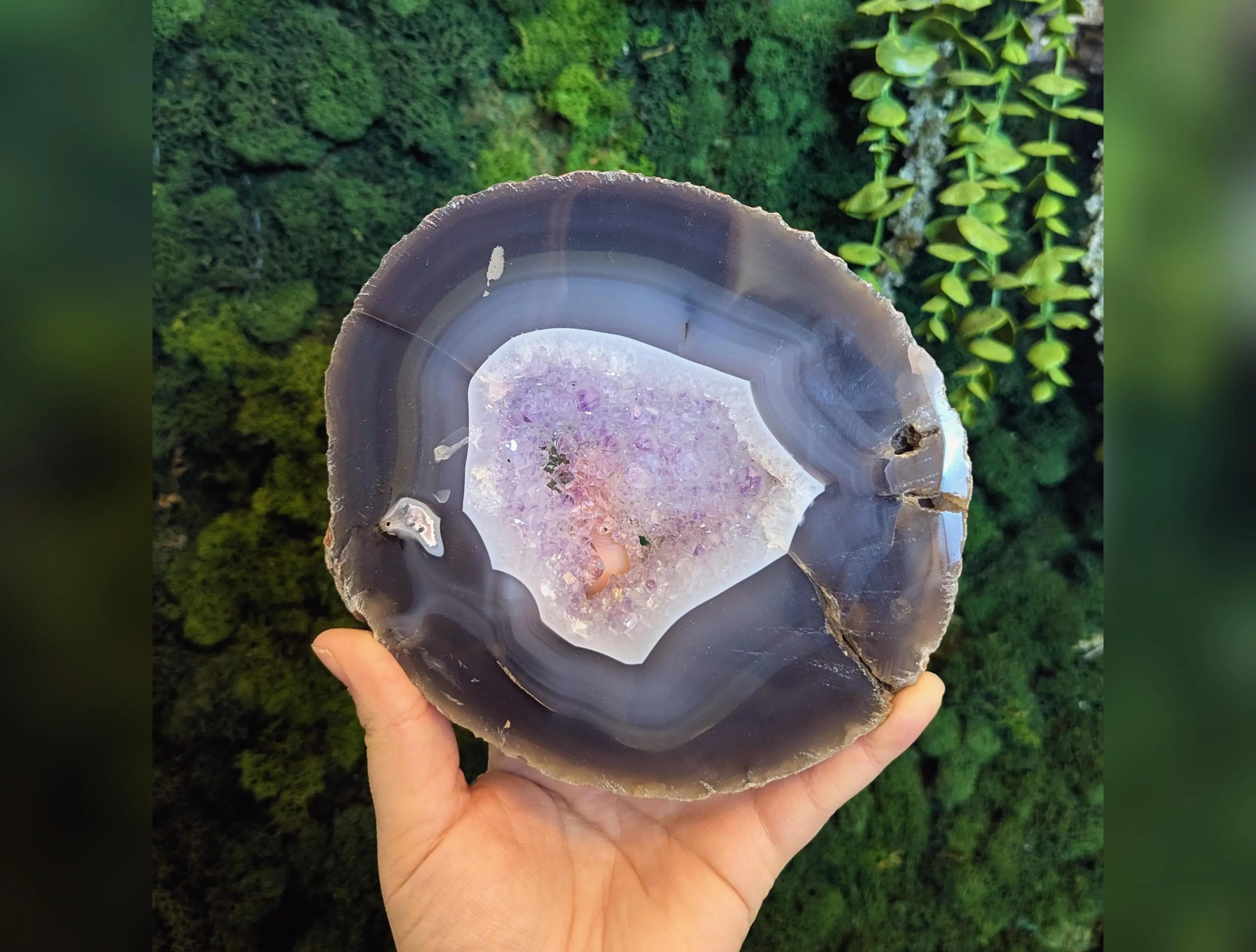 Druzy Agate Slab with Amethyst | Stone of Protection, Balance & Spiritual Growth