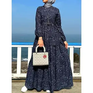 Comfortable - Middle Eastern Elegant Print Dress 8330