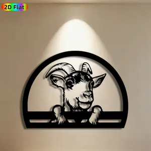 1pc Goat Metal Wall Art, Playful Goat Statue Mural, Ideal Gift for New Year, Easter, Animal Decor Enthusiasts, Rust-Resistant Metal Wall Decor Wall Sculptures, Perfect for Garden Wall & Backyard Fence Goat Enthusiasts