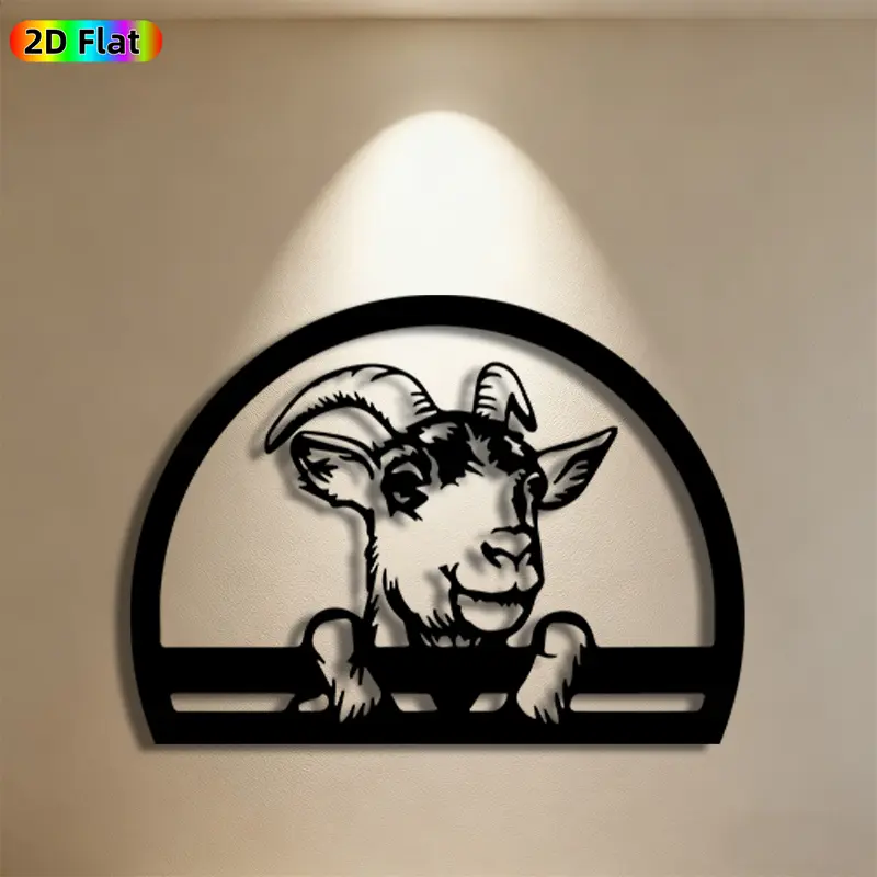 1pc Goat Metal Wall Art, Playful Goat Statue Mural, Ideal Gift for New Year, Easter, Animal Decor Enthusiasts, Rust-Resistant Metal Wall Decor Wall Sculptures, Perfect for Garden Wall & Backyard Fence Goat Enthusiasts