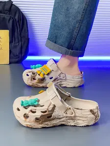 Men's Cartoon Bear Pattern Clogs, Casual Comfortable Breathable Non-slip Clogs, Fashionable Shoes for Indoor & Outdoor Wear