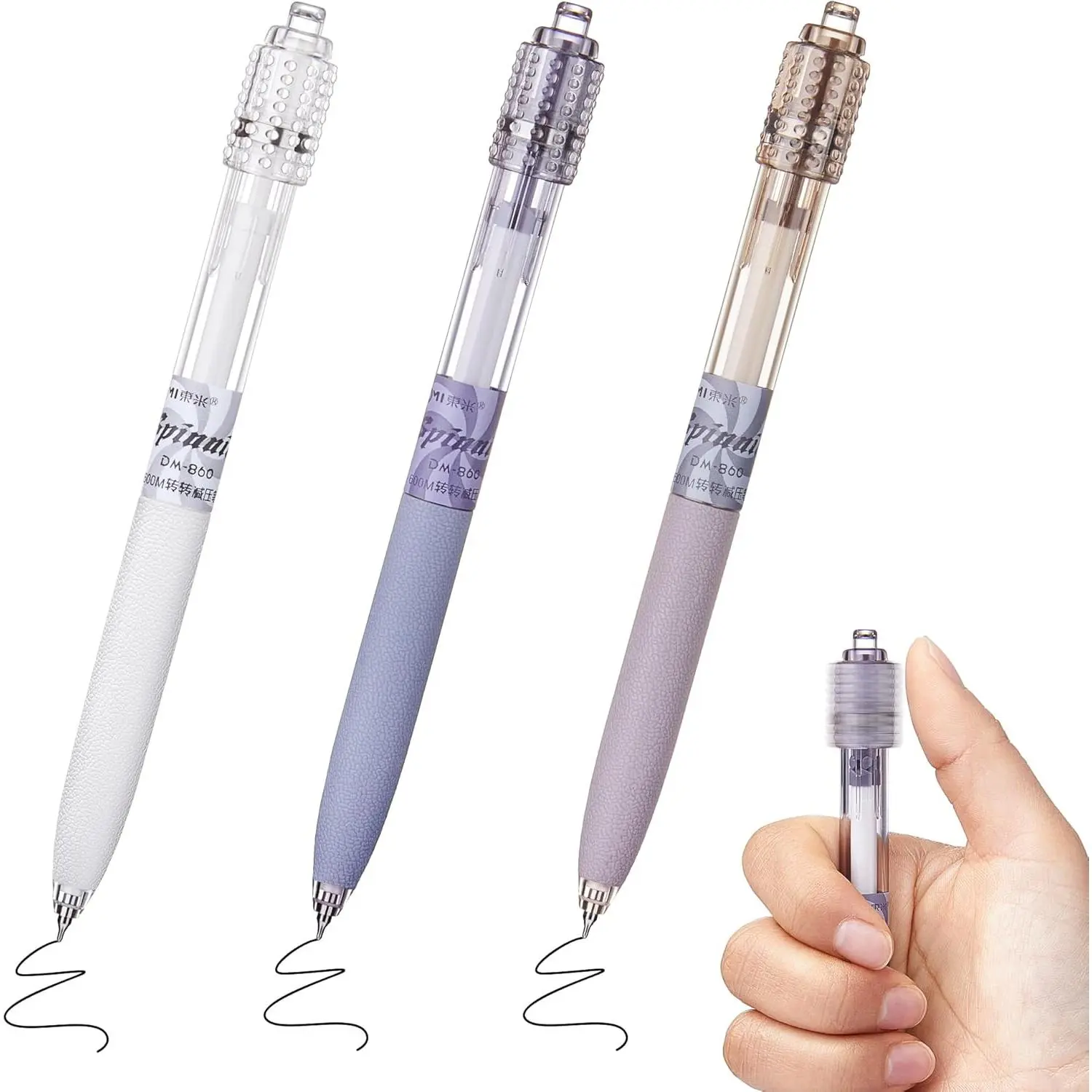 Fidget Spinning Gel Pens 3 count,   0.5mm Black Ink Pens, Quick Dry Fine Point Smooth Writing Ballpoint Pen, for Journaling Note Taking Office School Supplies Morandi