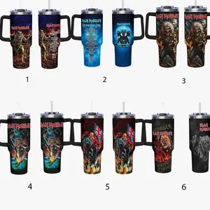 Iron Maiden 40oz Tumbler with Handle Metal Fan Gift Insulated Mug 40oz Handle Tumbler - Music Icon Tribute 40oz Handle Tumbler – Inspired Stainless Steel Travel Cup, Fan Gift