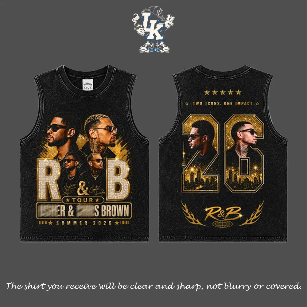 [LadyKillahStore] The R&B Tour 2026 : Raymond & Brown V13 Graphic T-Shirt & Tank Top, Premium Acid Washed 100% Cotton Sleeveless Shirt, R&B Music Duo Tee, Urban Hip Hop Soul Streetwear, Vintage Concert Fan Apparel Gift