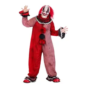 Adult Red Carousel Clown Costume with Mask