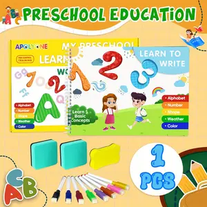 Kids Preschool Education, Learn to Write & Explore 5 Essential Concepts, Educational Guide for Boys & Girls Age 3+, Erasable, Reusable Thick Card with Playful Illustrations, Parent-Child Learning Gift for Birthdays & Holidays, Visual Learning Tools