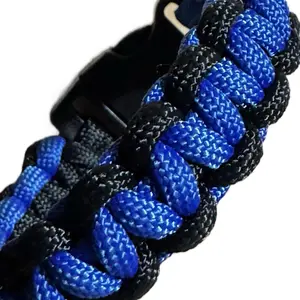 Handmade bracelets paracord thin blue and red line