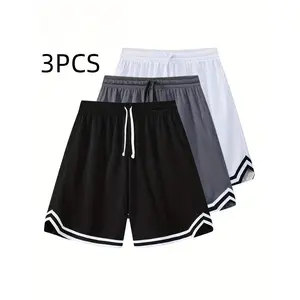 3PCS Men's Mesh Shorts, Three-Piece Set, Sports Basketball Shorts, Running, Fitness, Cycling, Hiking, Swimming, Quick-Dry, Breathable Elastic Shorts