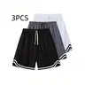 Men's 3PCS Polyester Mesh Sports Shorts Set - Quick-Dry, Breathable, Elastic for Running, Fitness