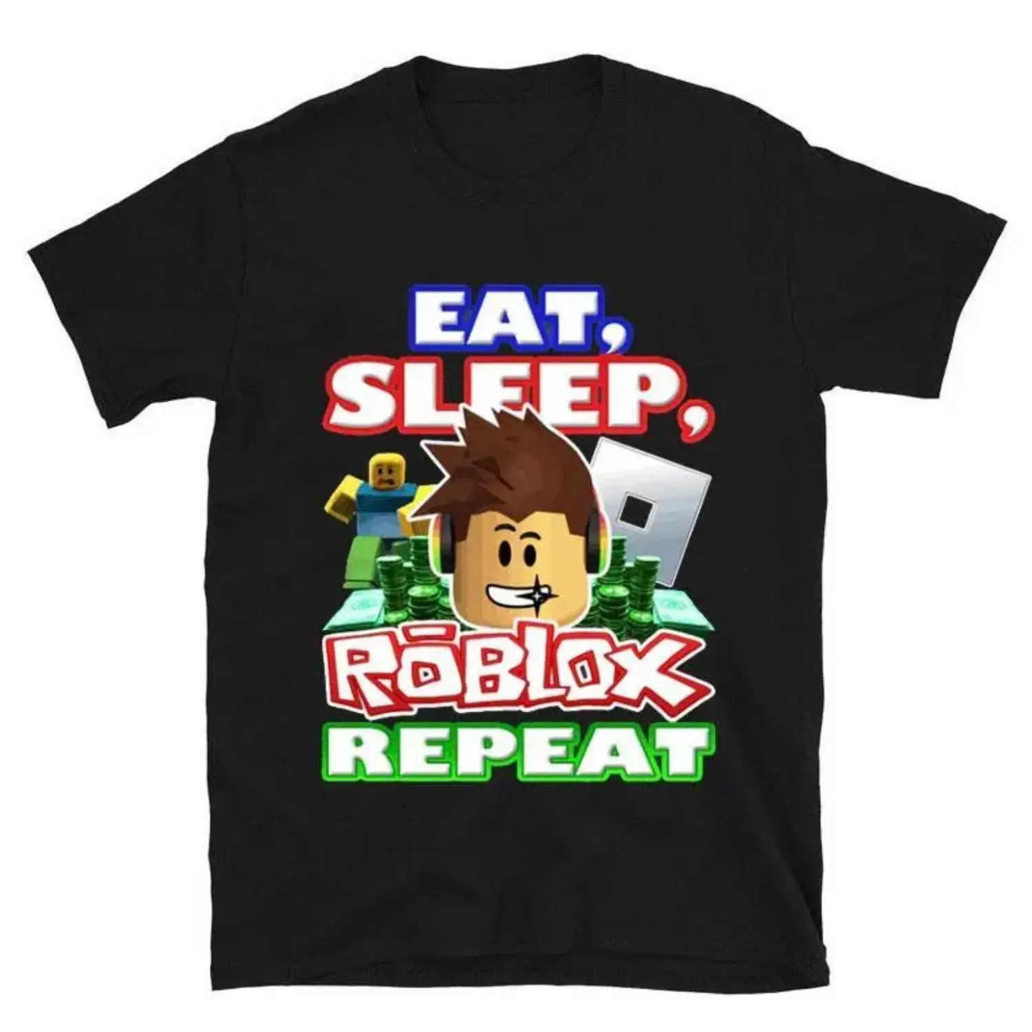Retro-Inspired Roblox Shirt - "Eat Sleep Roblox Repeat" Gaming Art Design