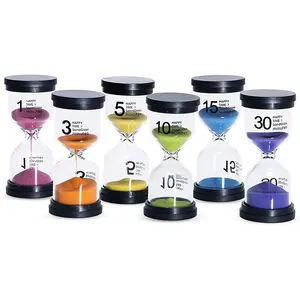 XY-TIM04 Sand Timer 6 Colors Hourglass 1/3/5/10/15/30 Minutes Sandglass Timer Sand Clock for Kids Games Classroom Kitchen Home Office Decoration (Pack of 6) Utensils