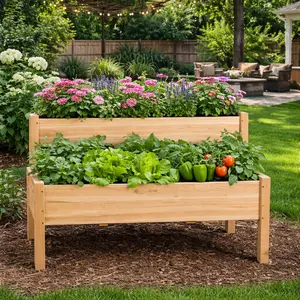【Mother's Day Gift】Yaheetech Large Raised Garden Bed Elevated Wooden Horticulture Planter Box with Legs Standing Growing Bed for Gardening/Backyard/Patio/Balcony