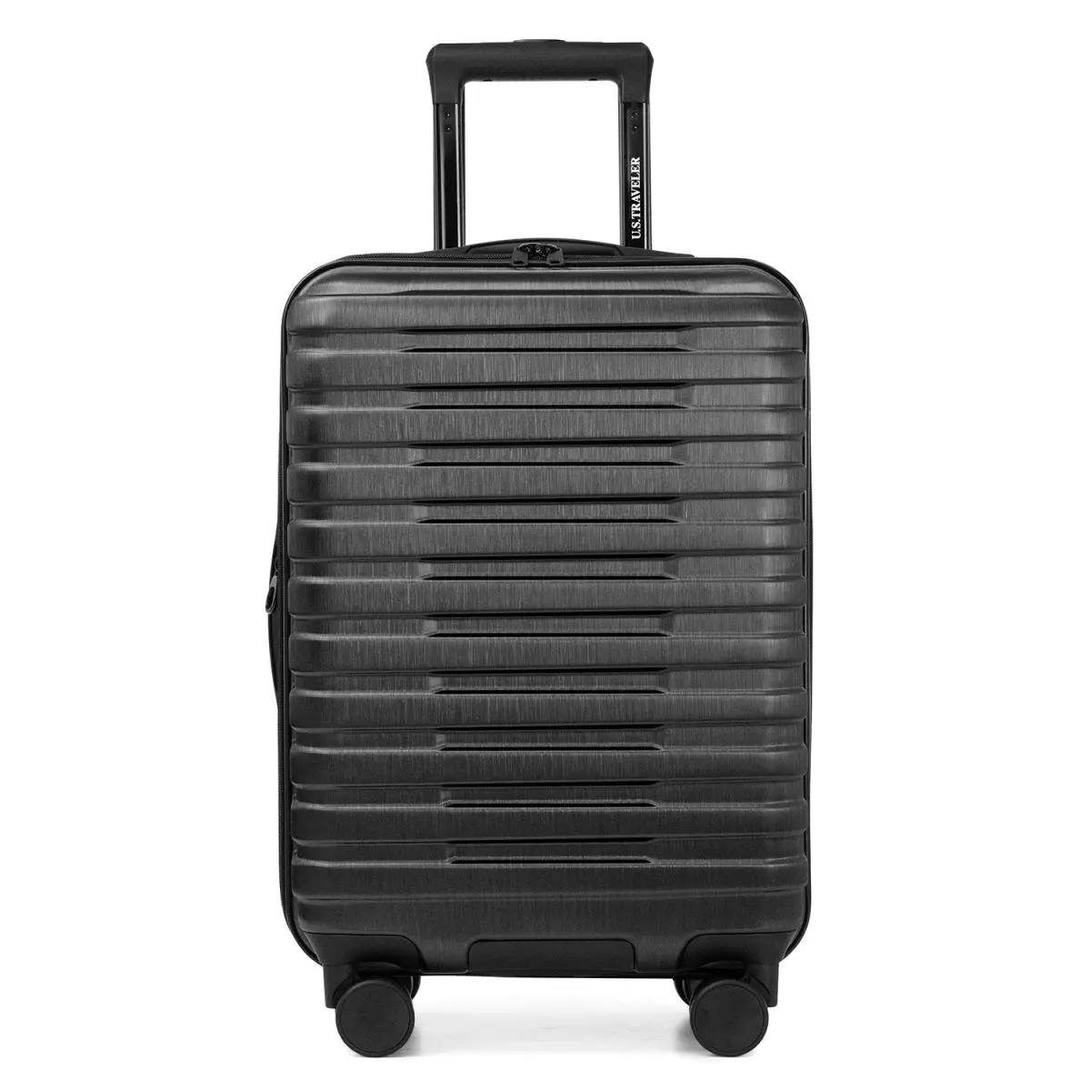 U.S Traveler US09181K22 22 in. Carry-on Boren Hardside Rugged Spinner Luggage with USB Port, Black