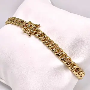 Men Bracelet Yellow Gold Filled Cuban Link Oro Laminado pulsera de hombre Cubana