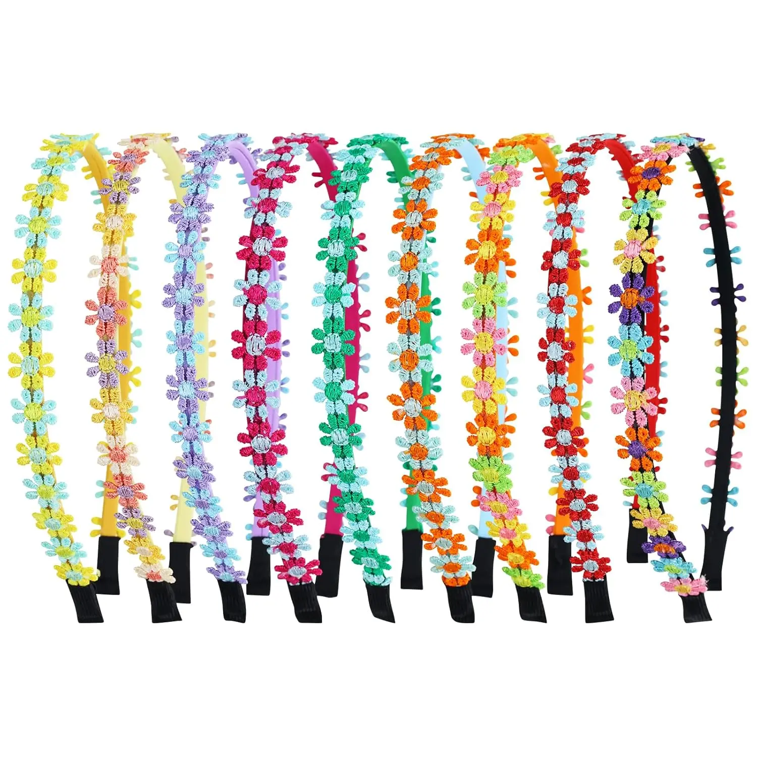 9 Pieces Sweet Multicolor Thin Sunflower Flower Headbands Floral Hair Bands Hoops Accessories for Kids Teens Girls Women