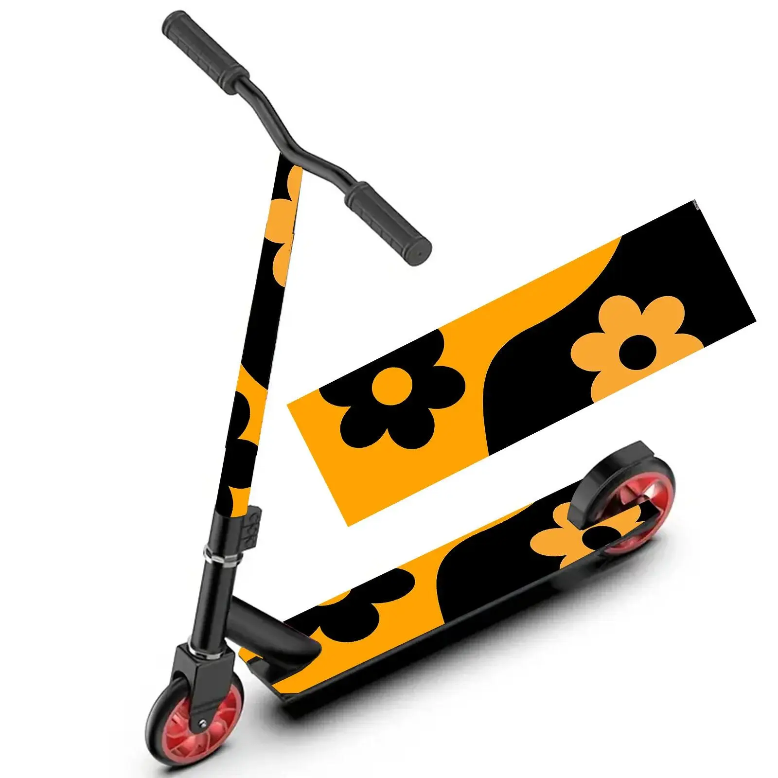1 yellow and black flower, trend scooter sticker, skateboard sticker, suitable for scooters, scooters, portable folding scooters, Decoration