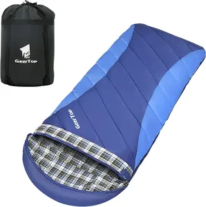 GEERTOP Flannel Sleeping Bag for Adults XXL, Large Wide 4 Season, Blue sleeping  bag