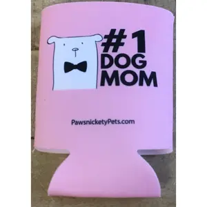 PawsnicketyPets.com Pet Mom Koozies Beverage Drinkware - Pink #1 Dog Mom Design for Cold Beverages