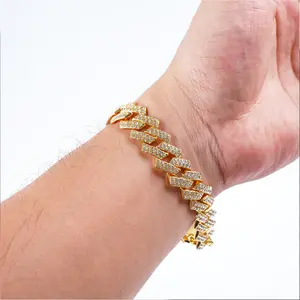 Cuban Link Trendy Bracelet for Men and Women Miami Hip Hop Jewelry with Sparkling Gold Plated Unisex Design