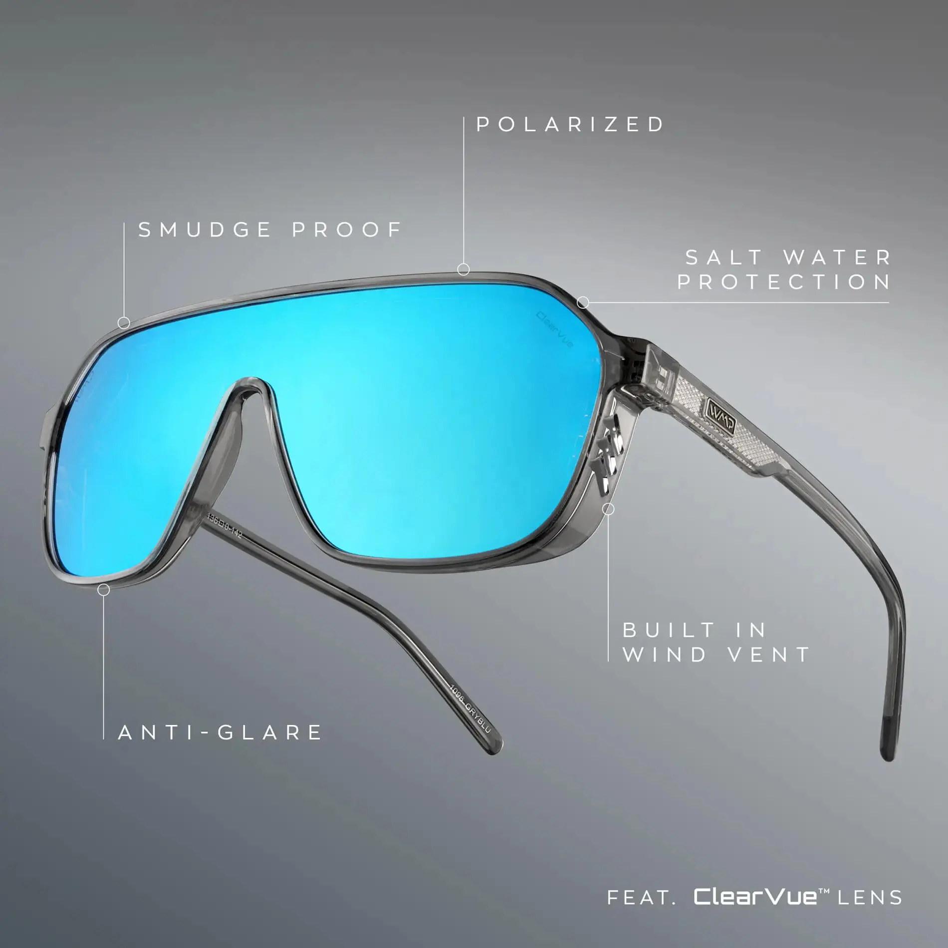 Oversized Polarized Shield Sunglasses Metal Frame UV Protection Ryder - Men main image 4